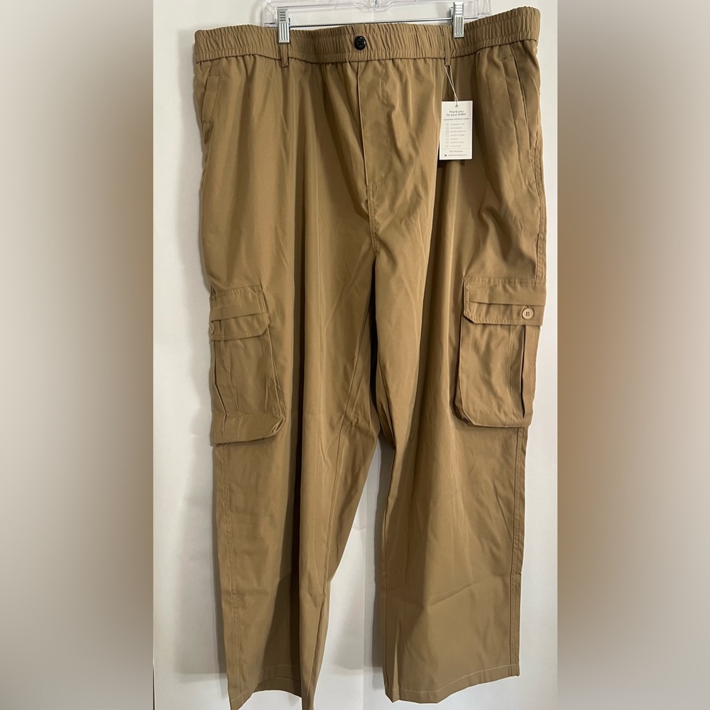 NWT! FlexRover Men's Ultra Comfort Flex Fit Tan Cargo Pants Size 3XL